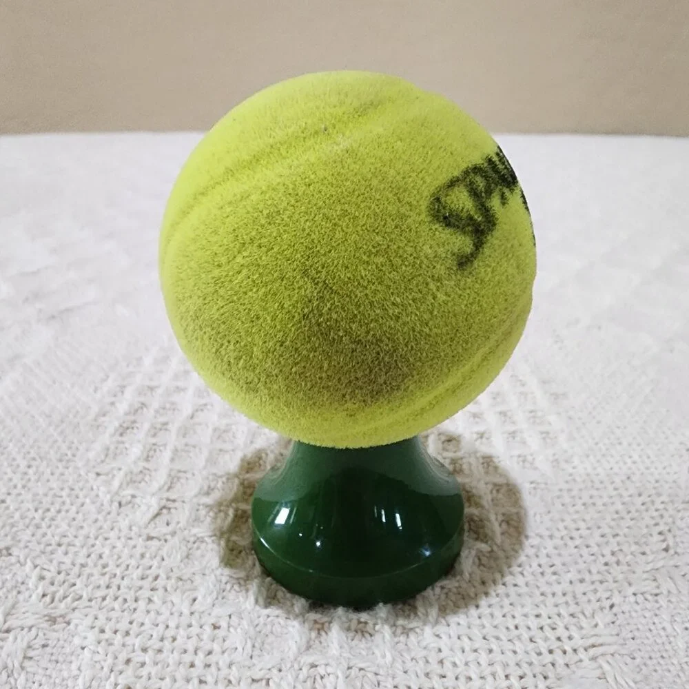 Vintage Avon MIXED DOUBLES SPALDING TENNIS BALL Fuzzy EMPTY Glass Bottle Decor - Picture 2 of 8